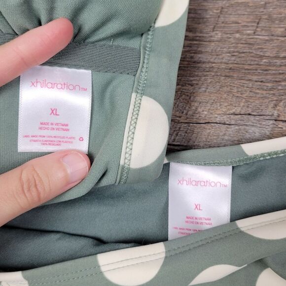 🎈Xhilaration sage green and cream polka dot bikini set - Picture 6 of 8